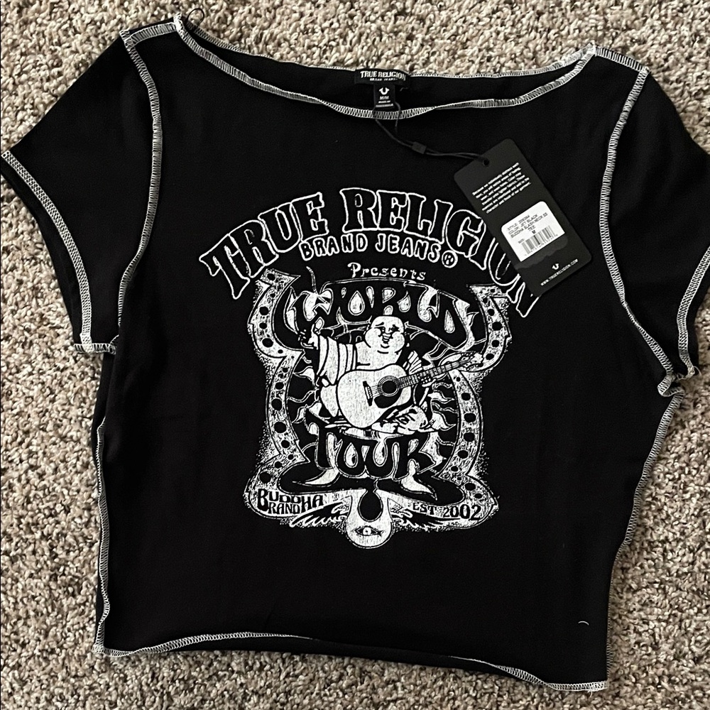 True Religion Black Graphic Short Sleeve Tee